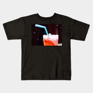 Refreshing Strawberry Drink with Blue Straw Kids T-Shirt